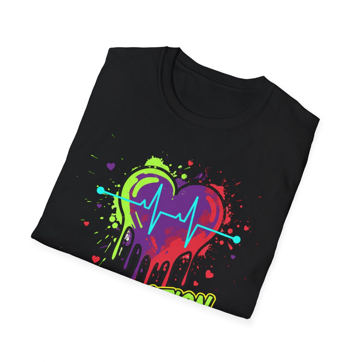 Neon Drip Heart Love Potion T-Shirt | Vibrant EKG Graphic