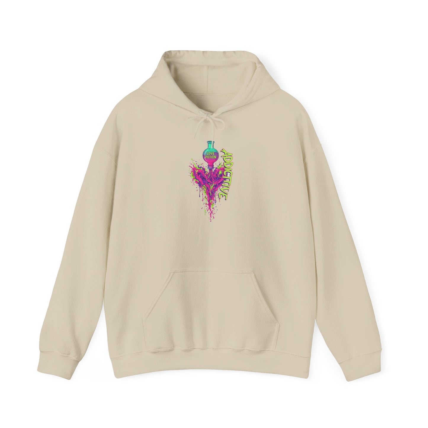 Love Potion Heart Splash Hoodie | Addictive Neon Potion Design