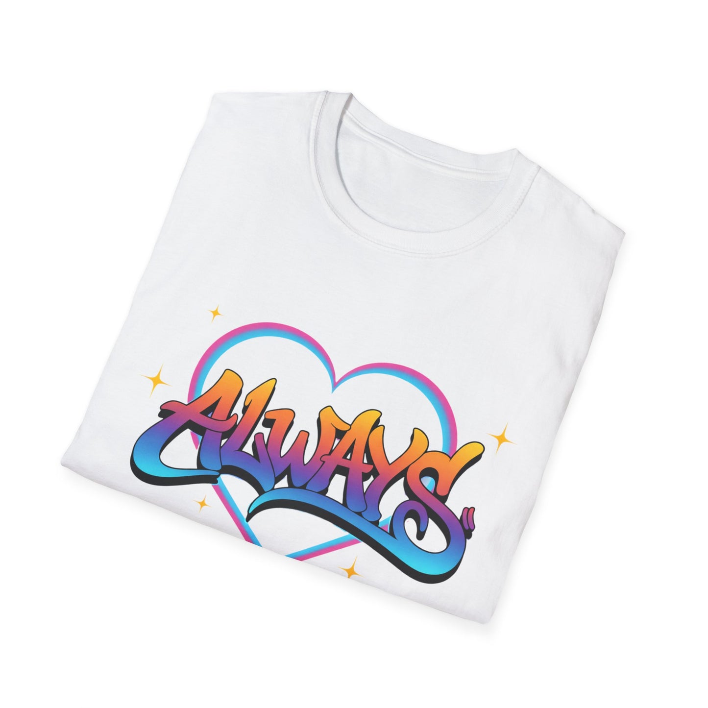 Always Love graffiti design T-Shirt | colorful script heart