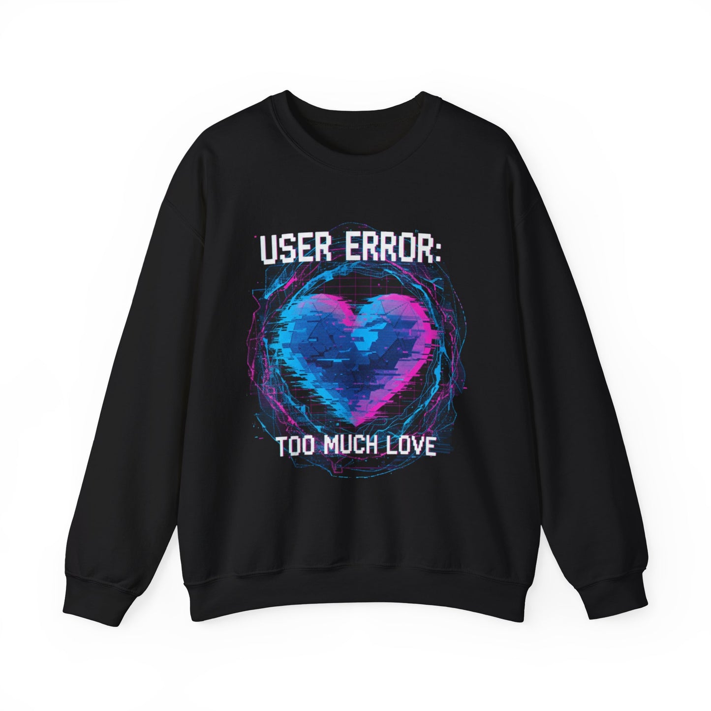 Glitch Heart Too Much Love Sweater | Vaporwave Retro Pixel Heart sweater