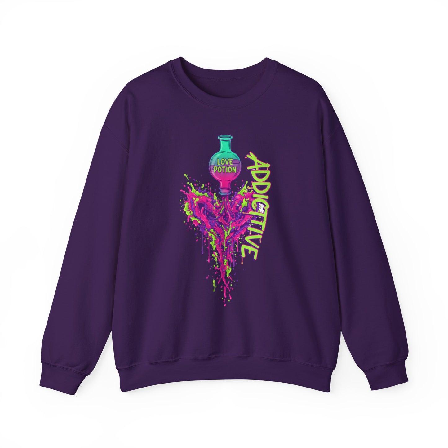 Love Potion Heart Splash Sweater | Addictive Neon Potion Design