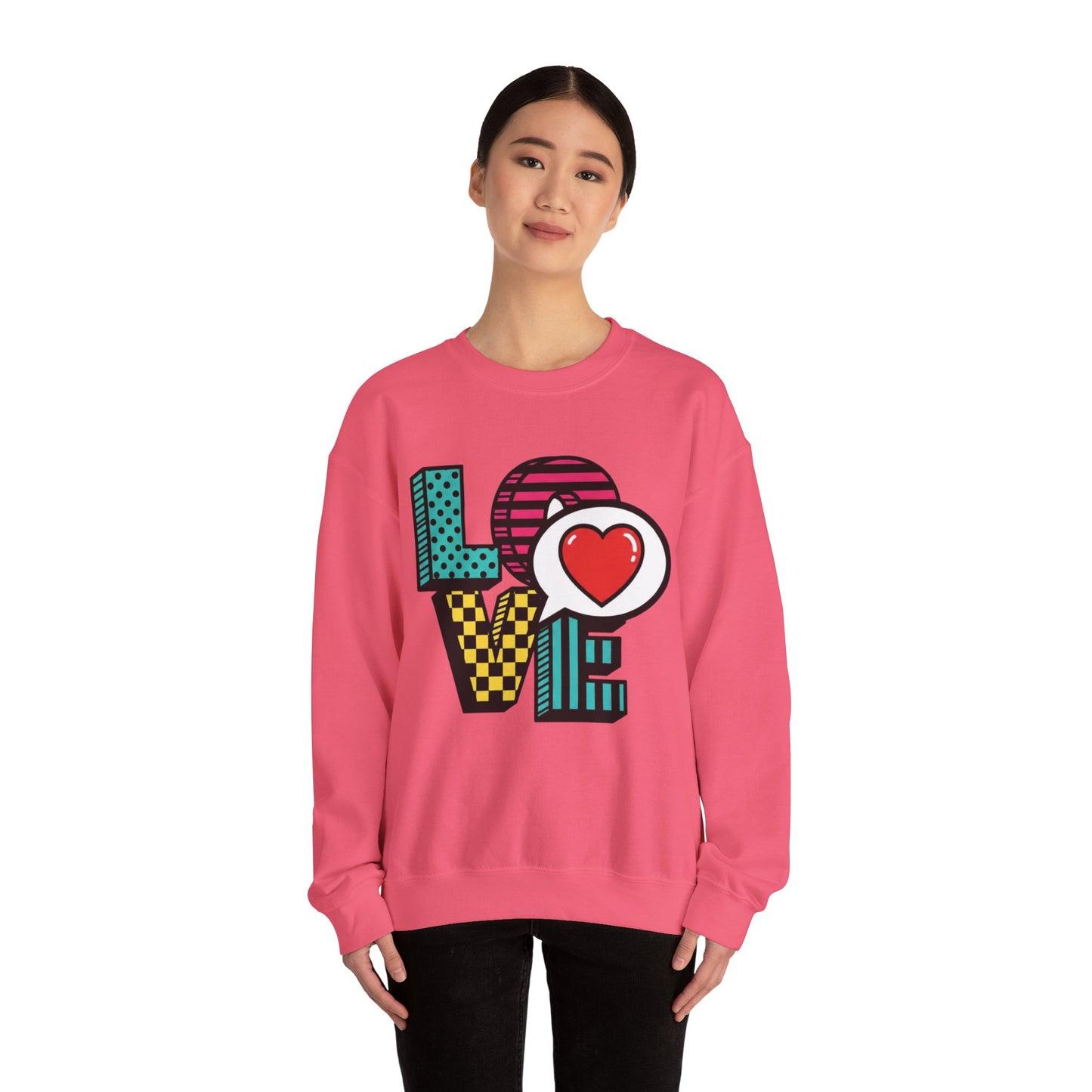 Pop Art LOVE Heart Sweater | Graphic Typography crewneck