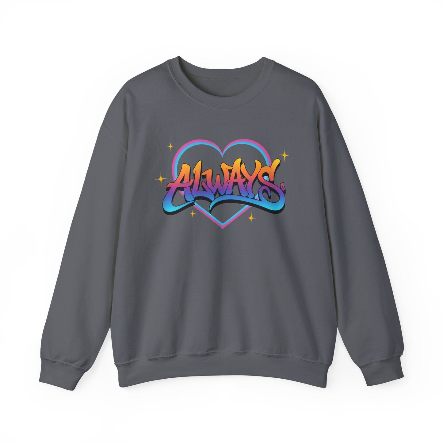 Always Love graffiti design Sweater | colorful script heart