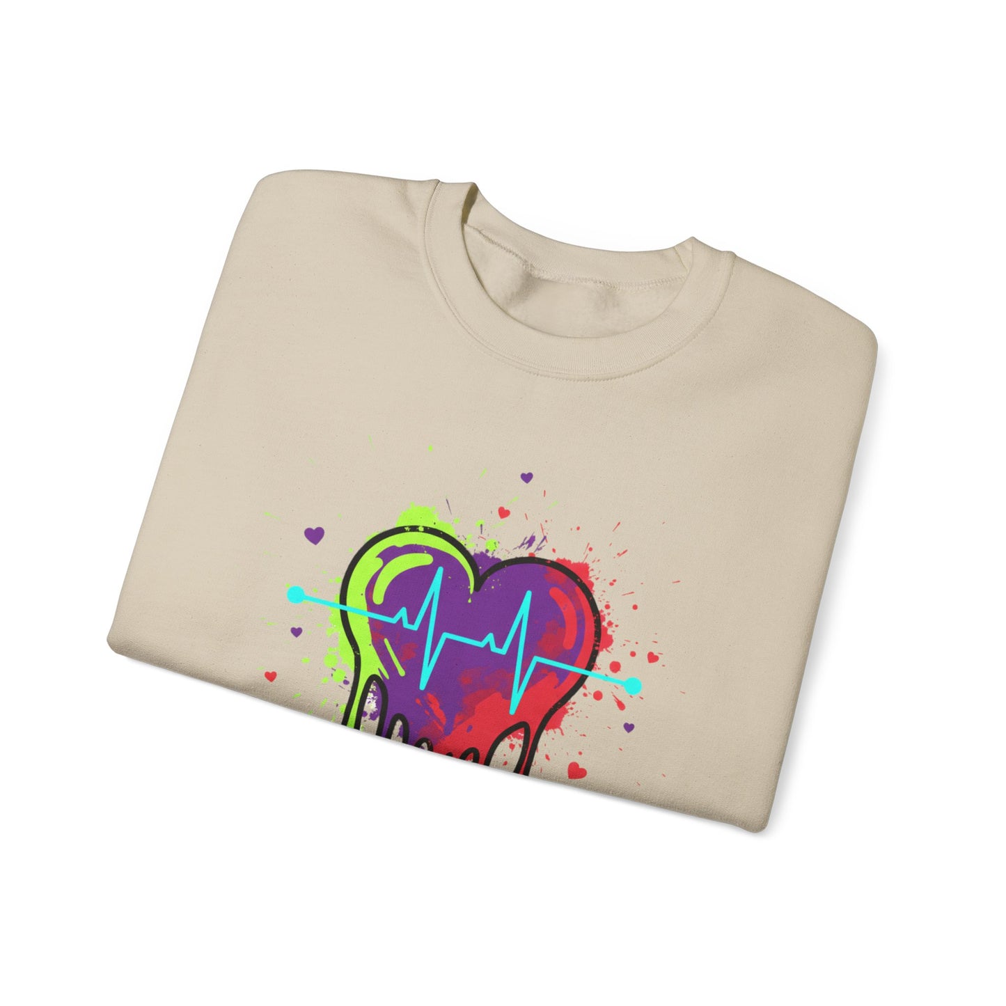 Neon Drip Heart Love Potion sweater | Vibrant EKG Graphic