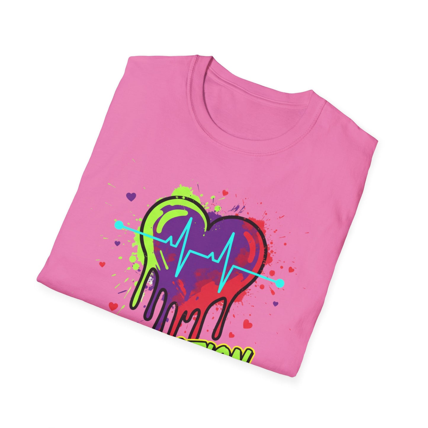 Neon Drip Heart Love Potion T-Shirt | Vibrant EKG Graphic