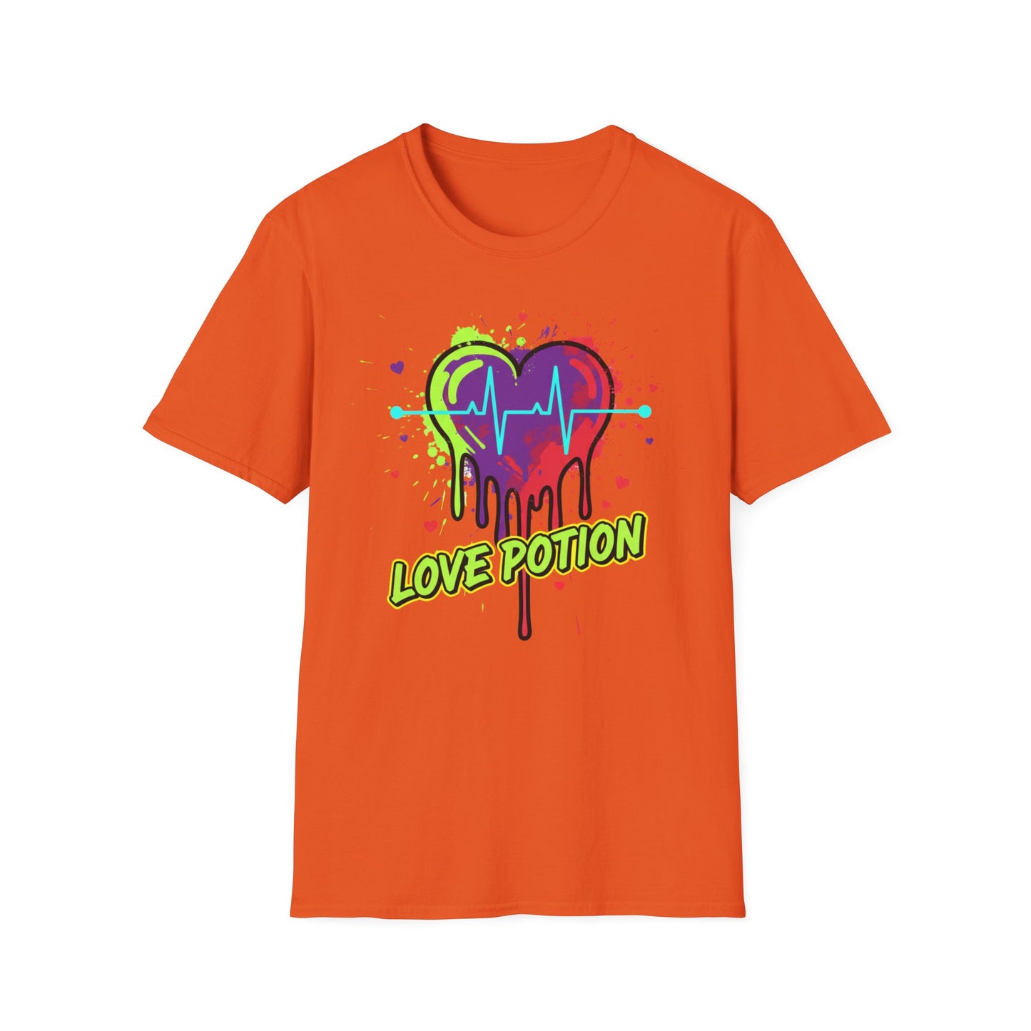 Neon Drip Heart Love Potion T-Shirt | Vibrant EKG Graphic
