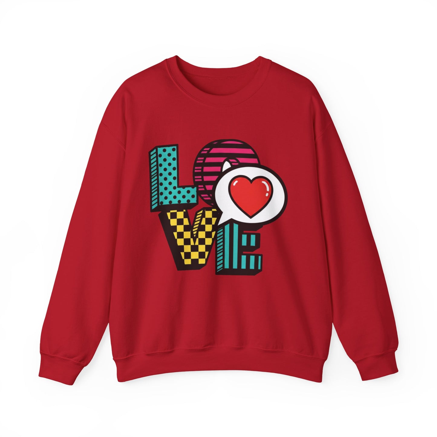 Pop Art LOVE Heart Sweater | Graphic Typography crewneck