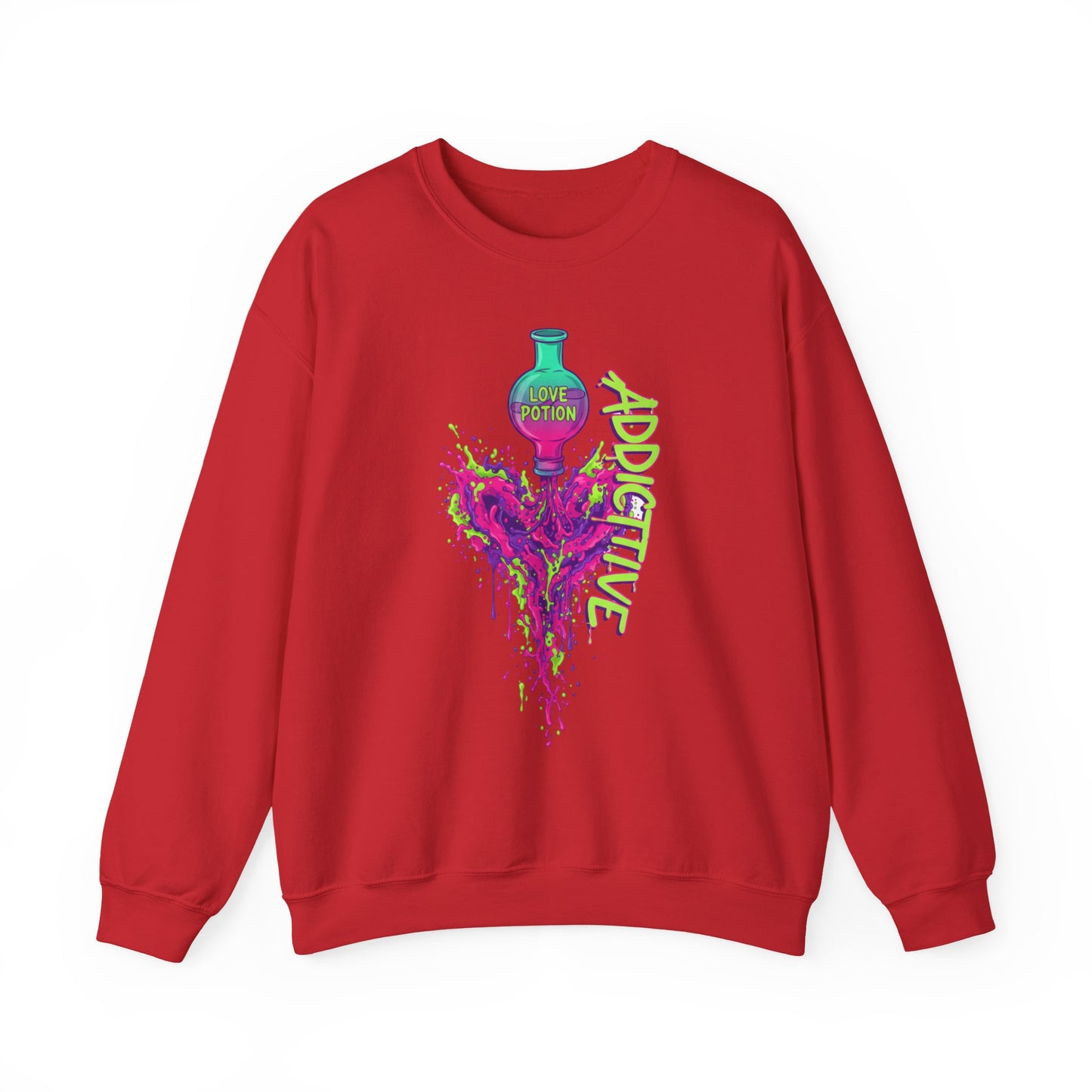 Love Potion Heart Splash Sweater | Addictive Neon Potion Design