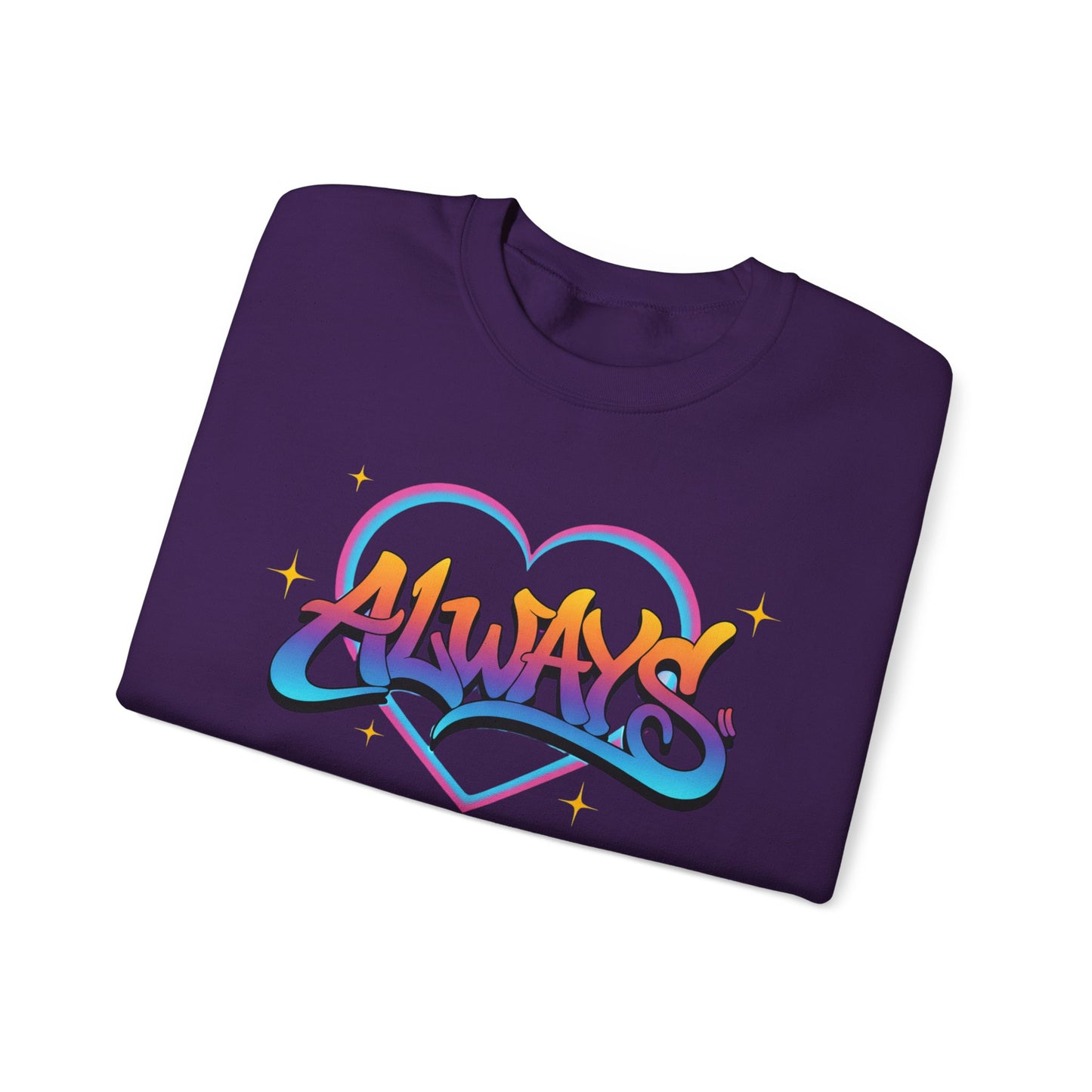 Always Love graffiti design Sweater | colorful script heart