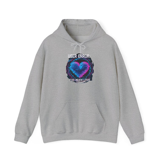 Glitch Heart Graphic Hoodie | Vaporwave Neon Heart, Too Much Love