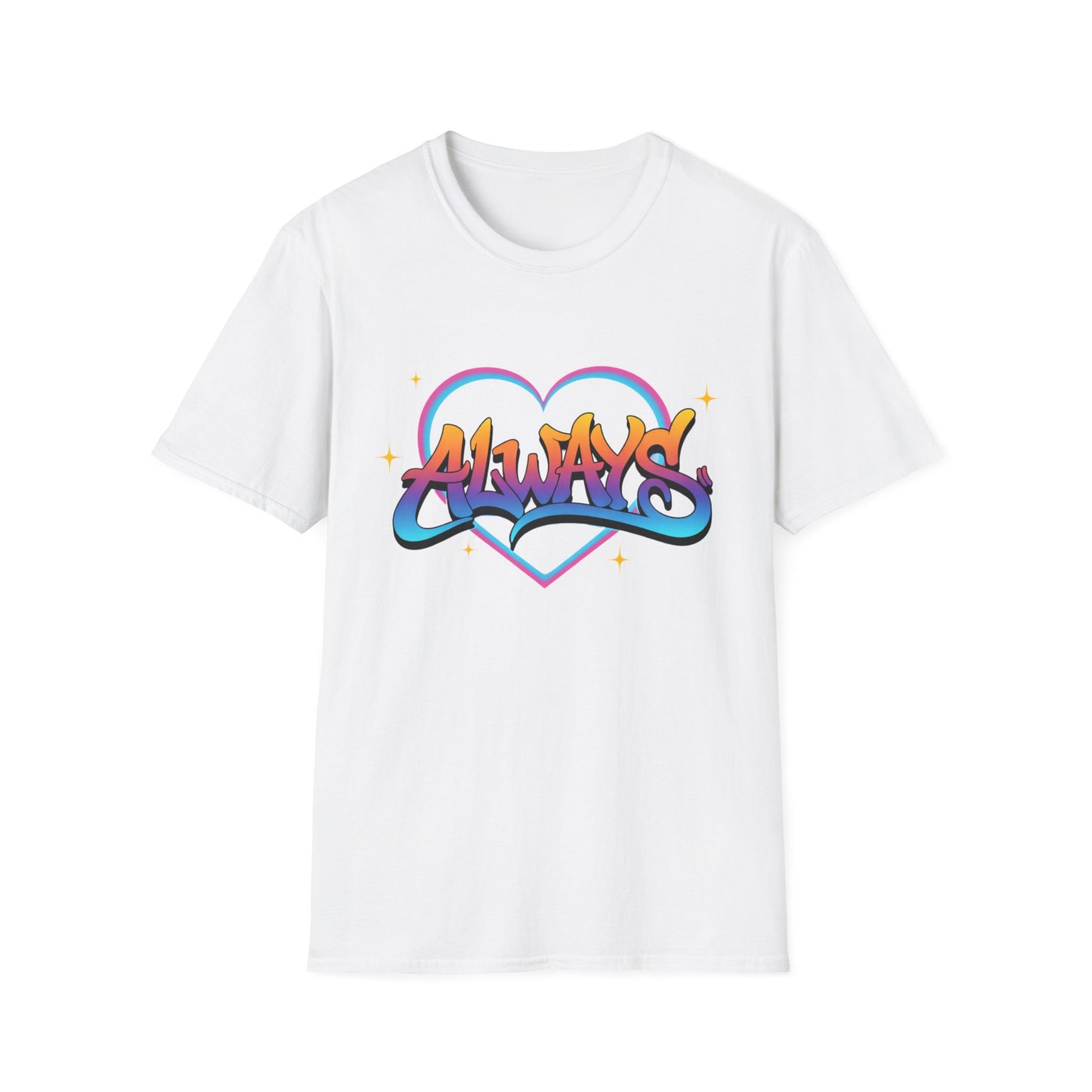Always Love graffiti design T-Shirt | colorful script heart