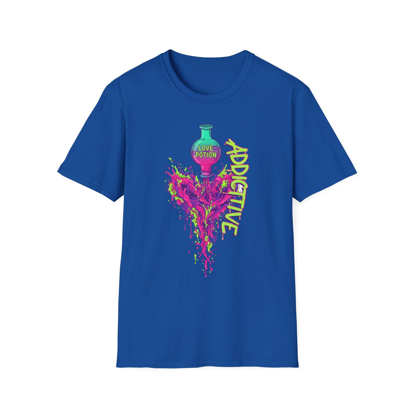 Love Potion Heart Splash T-Shirt | Addictive Neon Potion Design