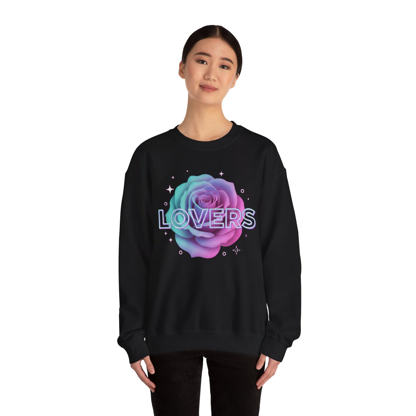 Gradient Rose Lovers Sweater | Pastel Floral Typography