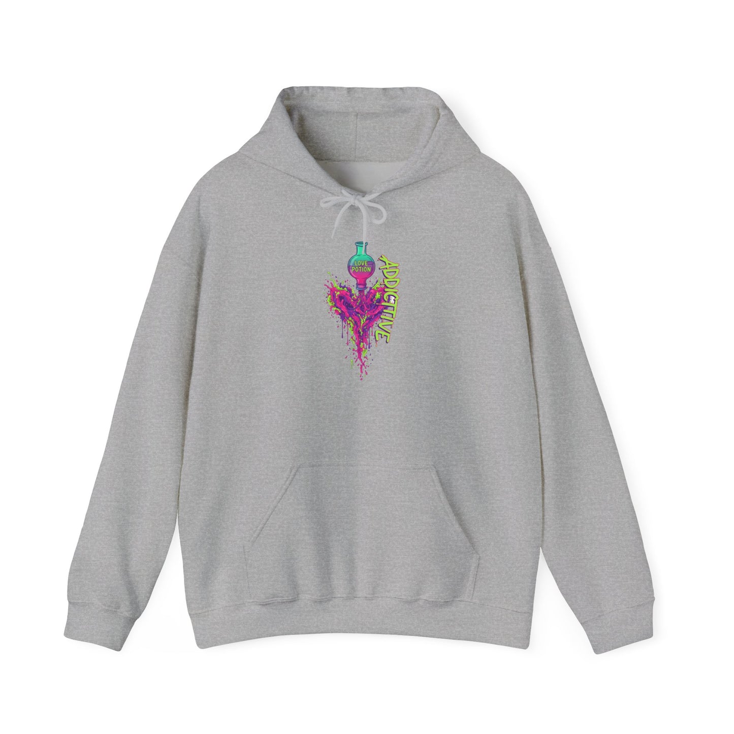 Love Potion Heart Splash Hoodie | Addictive Neon Potion Design