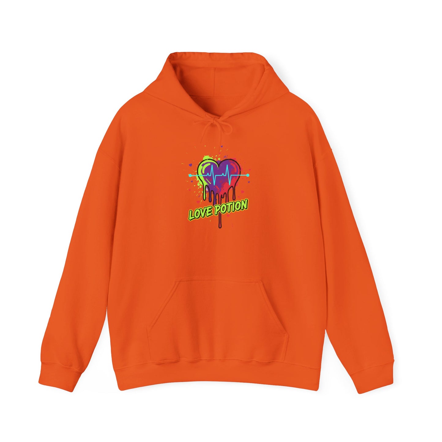 Neon Drip Heart Love Potion Hoodie | Vibrant EKG Graphic