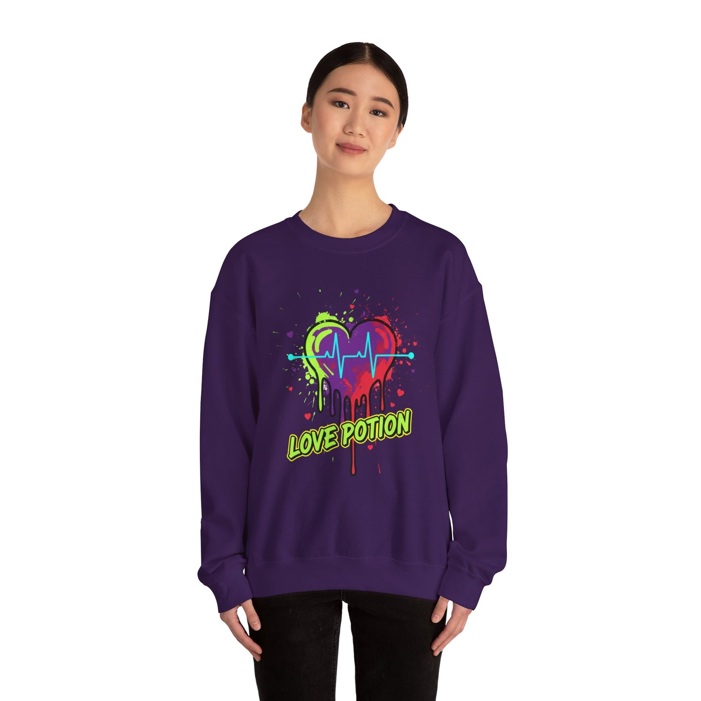 Neon Drip Heart Love Potion sweater | Vibrant EKG Graphic
