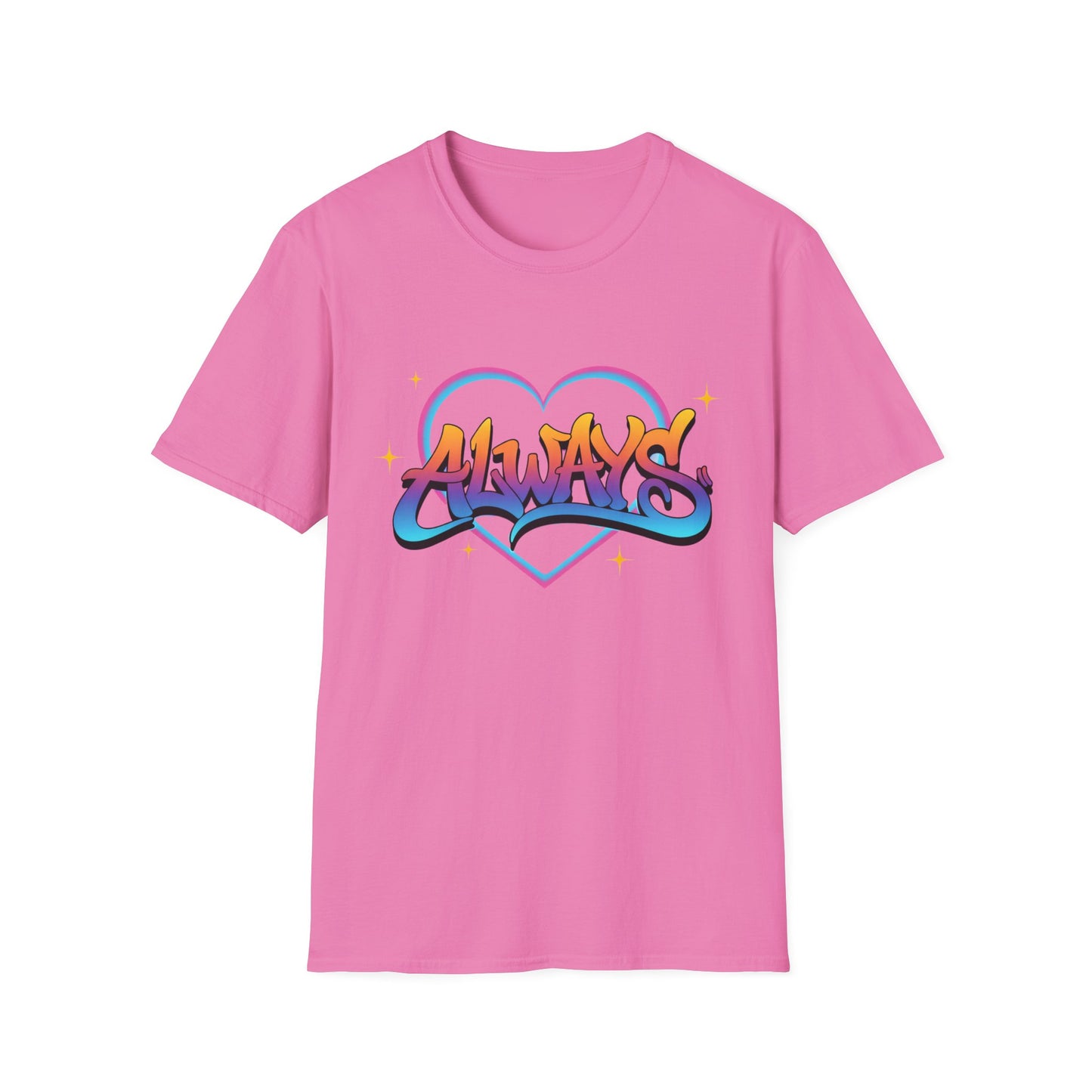 Always Love graffiti design T-Shirt | colorful script heart