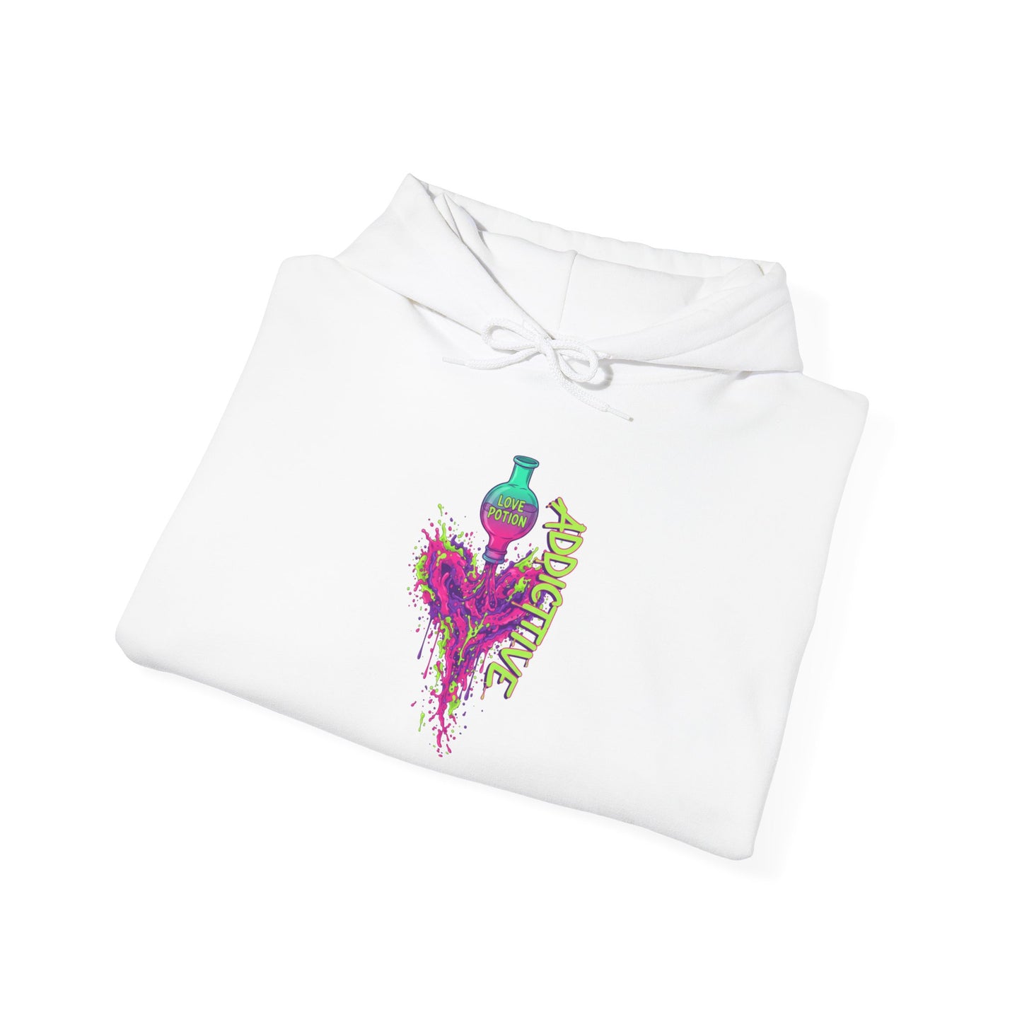 Love Potion Heart Splash Hoodie | Addictive Neon Potion Design