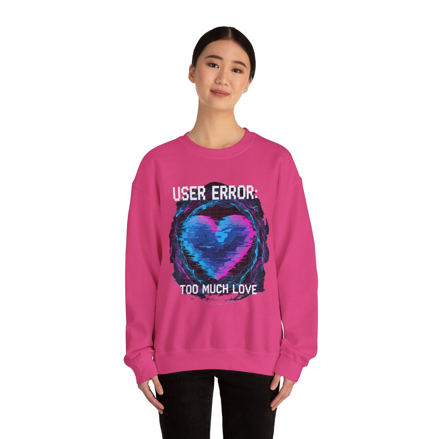 Glitch Heart Too Much Love Sweater | Vaporwave Retro Pixel Heart sweater