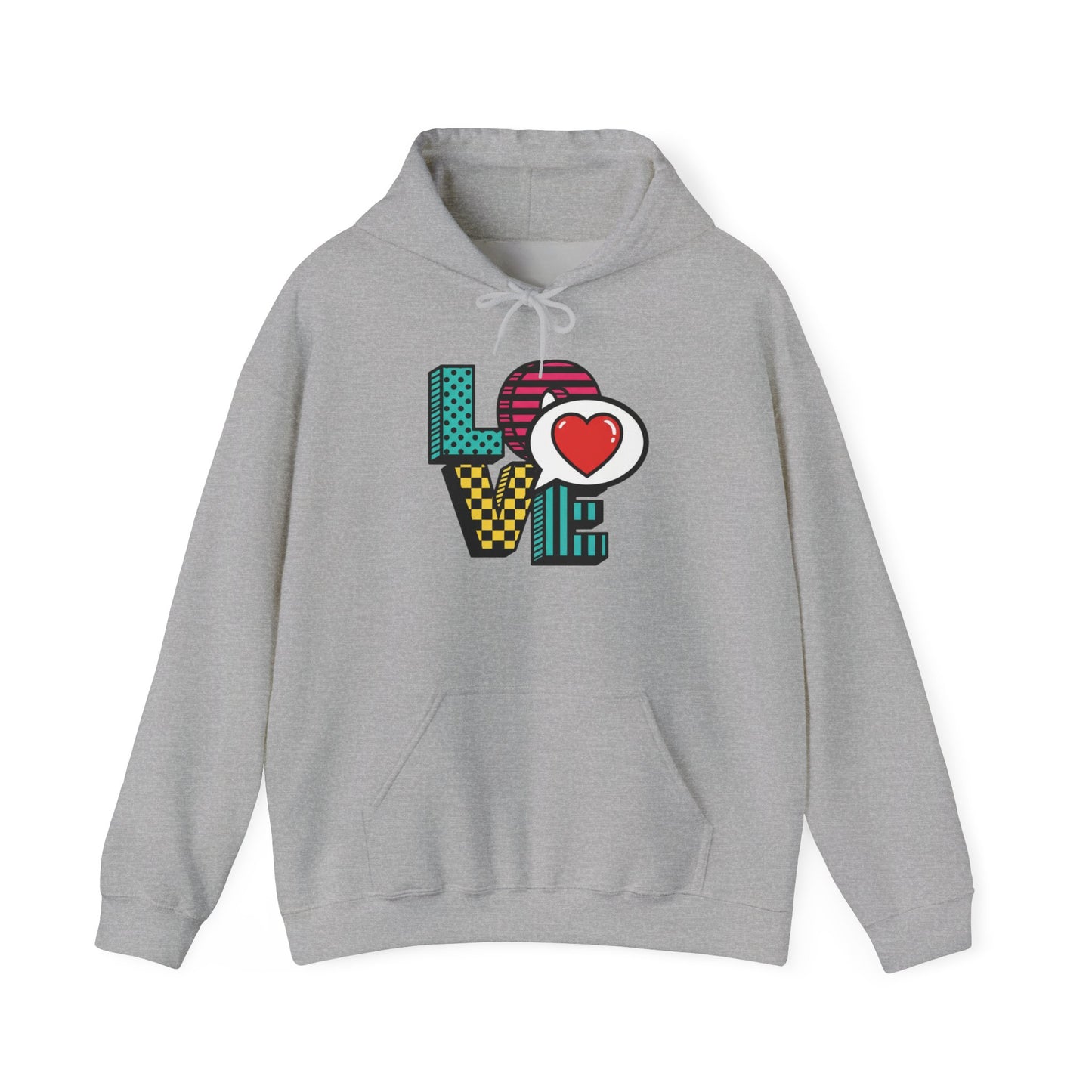 Pop Art LOVE Hoodie | Colorful Retro Heart Lettering