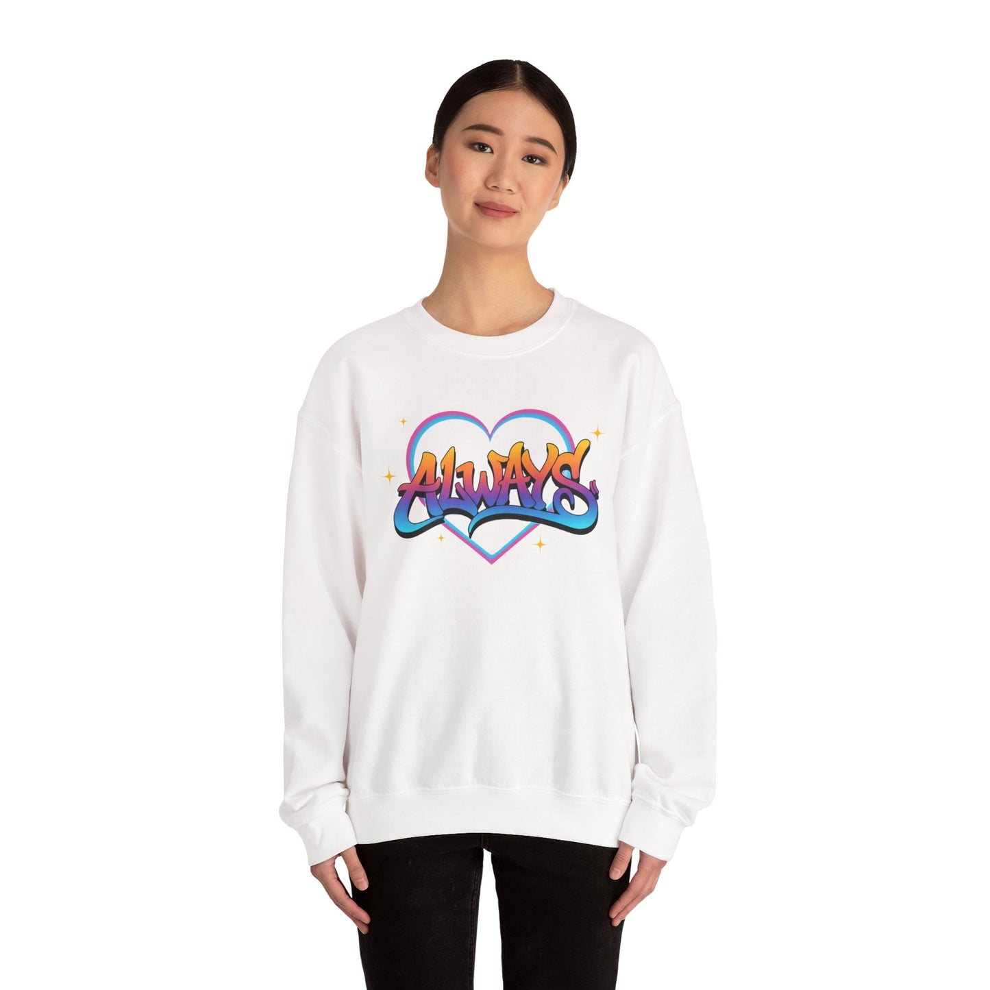 Always Love graffiti design Sweater | colorful script heart