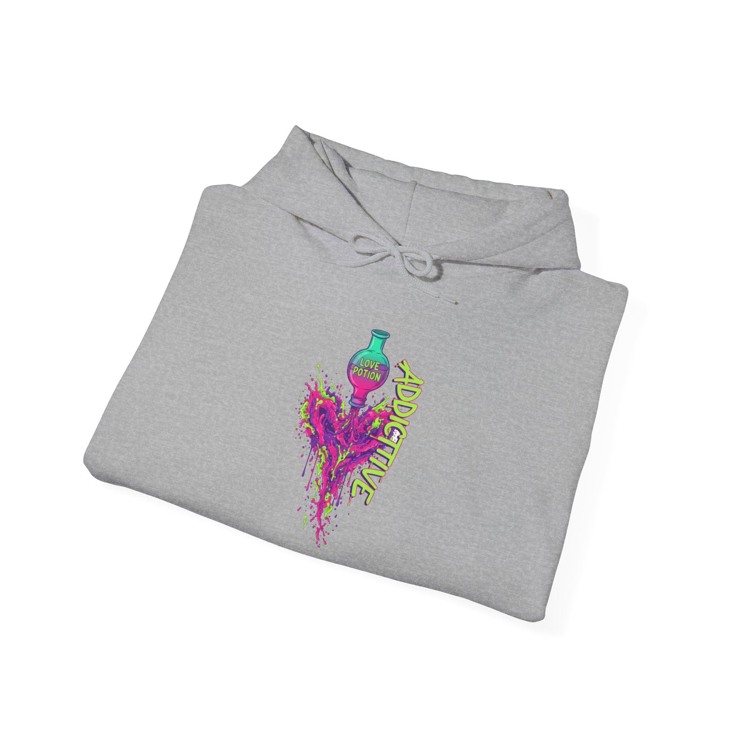 Love Potion Heart Splash Hoodie | Addictive Neon Potion Design
