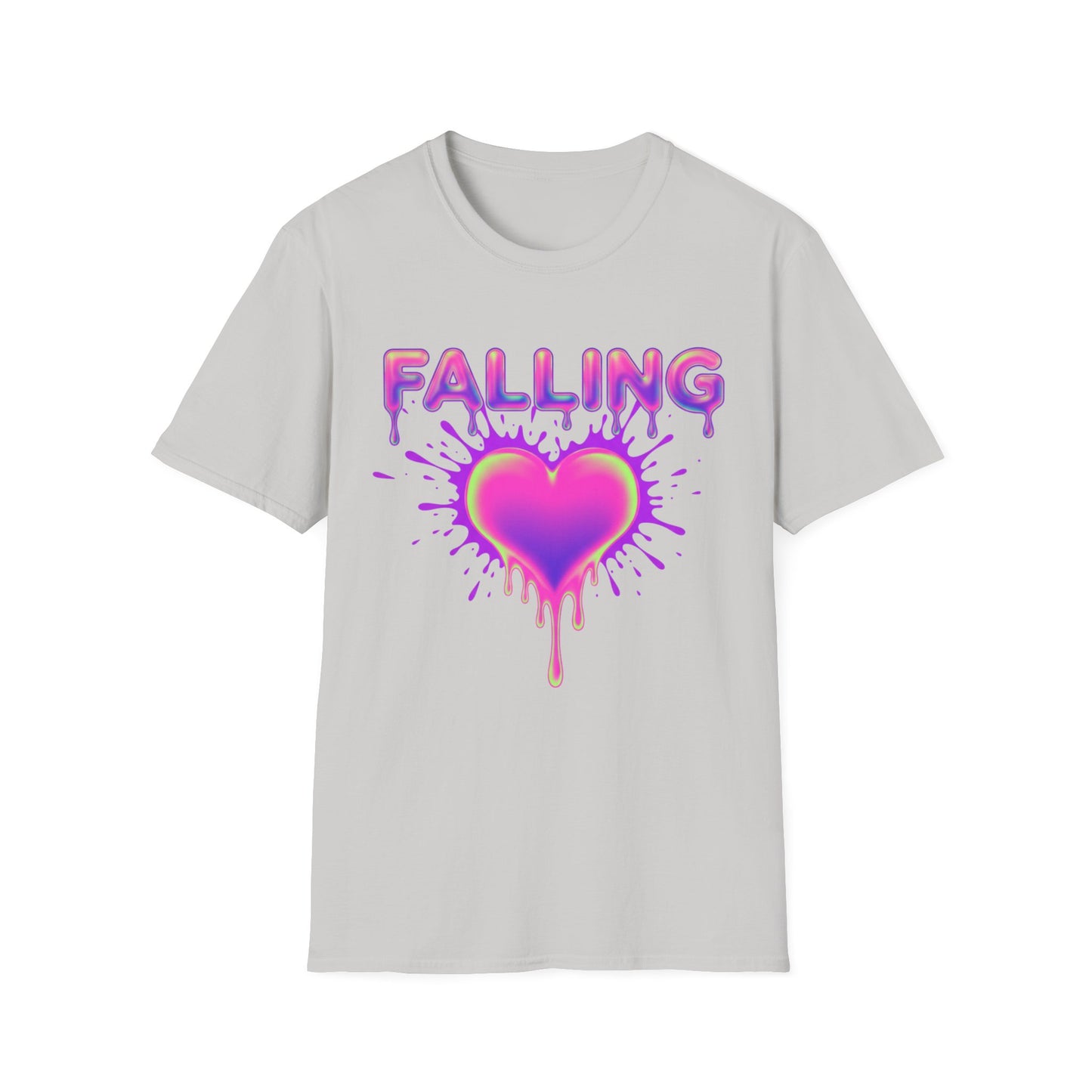 Falling Drip Heart T-Shirt | Neon Pink Purple Splash