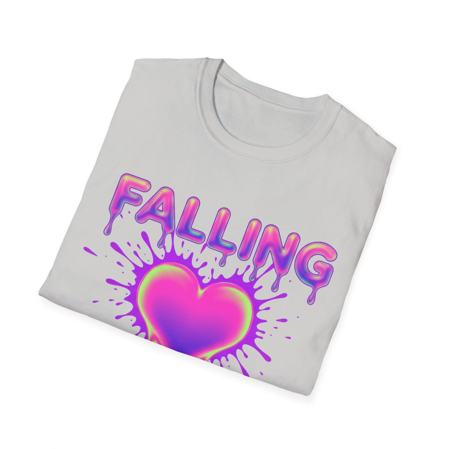 Falling Drip Heart T-Shirt | Neon Pink Purple Splash