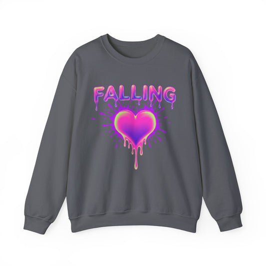 Falling Drip Heart Sweater | Neon Pink Purple Splash