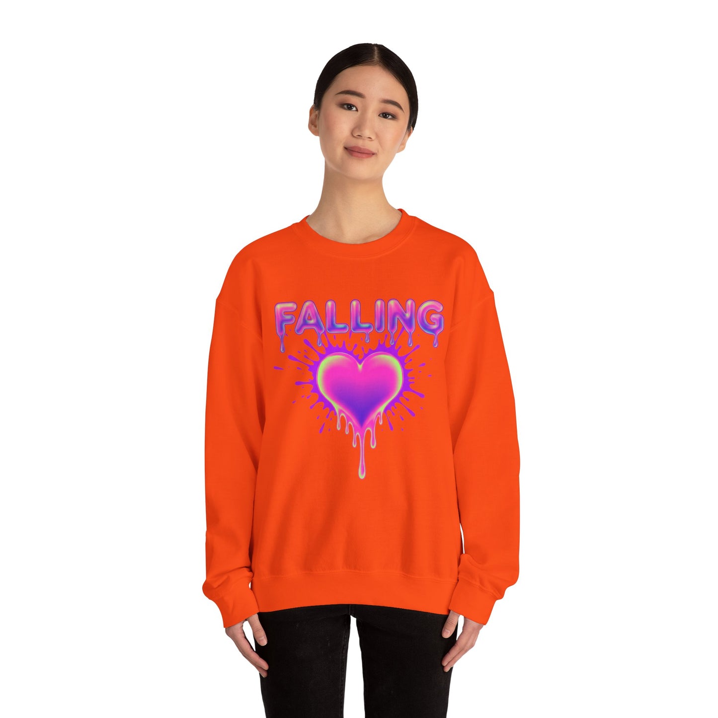 Falling Drip Heart Sweater | Neon Pink Purple Splash