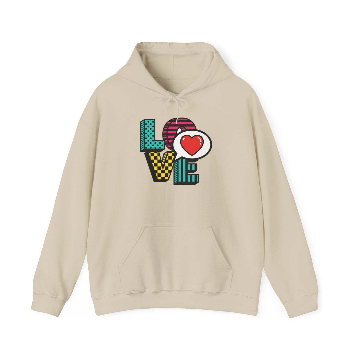 Pop Art LOVE Hoodie | Colorful Retro Heart Lettering