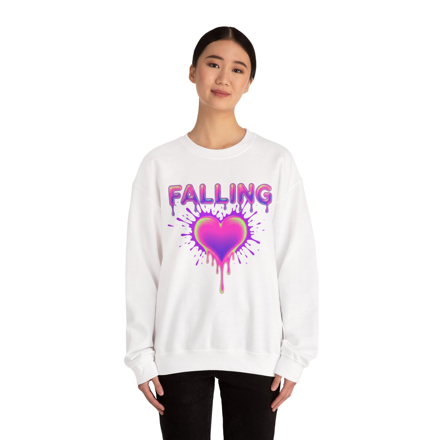 Falling Drip Heart Sweater | Neon Pink Purple Splash