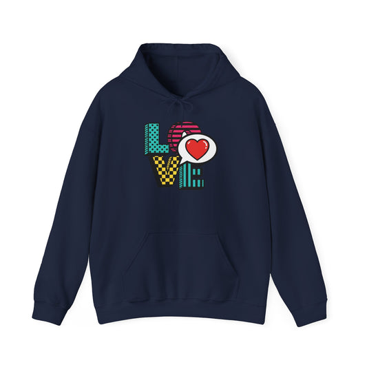 Pop Art LOVE Hoodie | Colorful Retro Heart Lettering