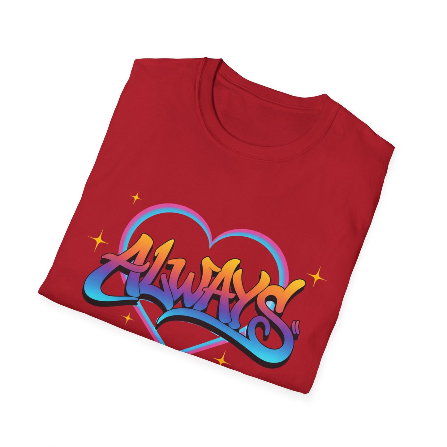 Always Love graffiti design T-Shirt | colorful script heart