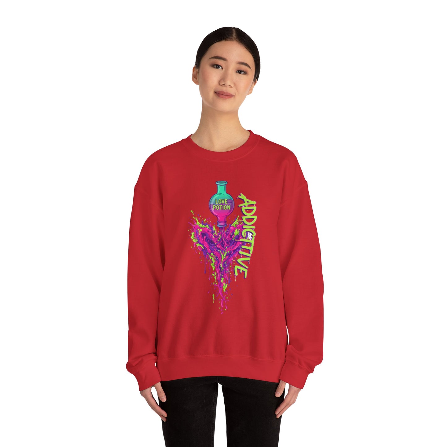 Love Potion Heart Splash Sweater | Addictive Neon Potion Design