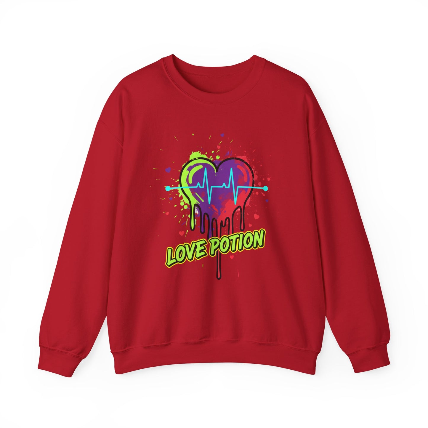 Neon Drip Heart Love Potion sweater | Vibrant EKG Graphic
