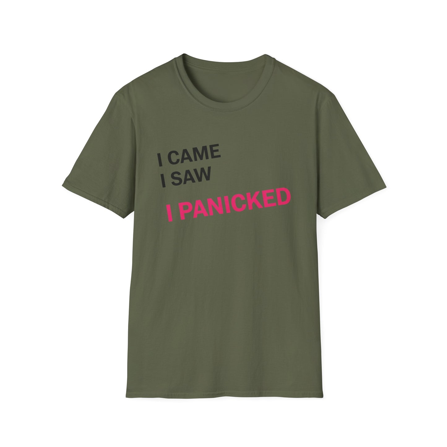 I Came I Saw I panicked Unisex Softstyle T-Shirt