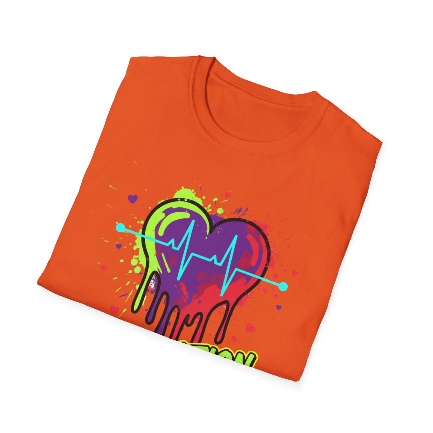 Neon Drip Heart Love Potion T-Shirt | Vibrant EKG Graphic