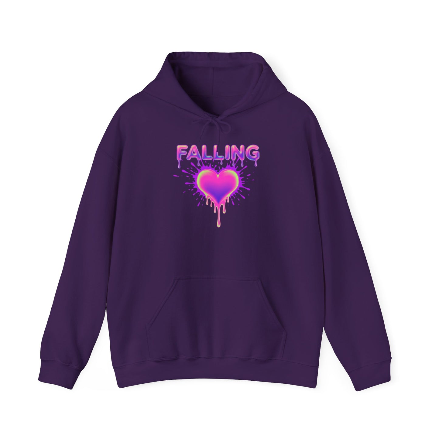 Falling Dripping Heart Hoodie | Pink Purple Splash Graphic