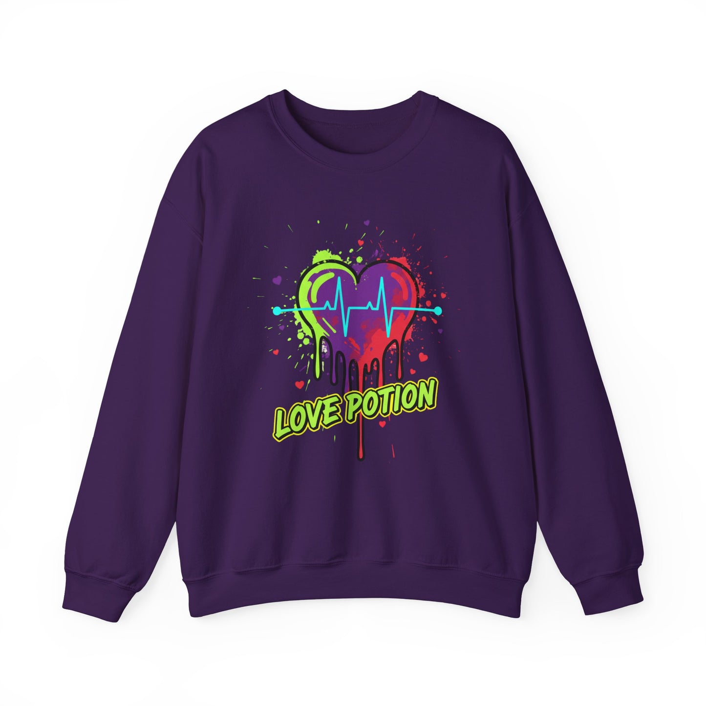 Neon Drip Heart Love Potion sweater | Vibrant EKG Graphic