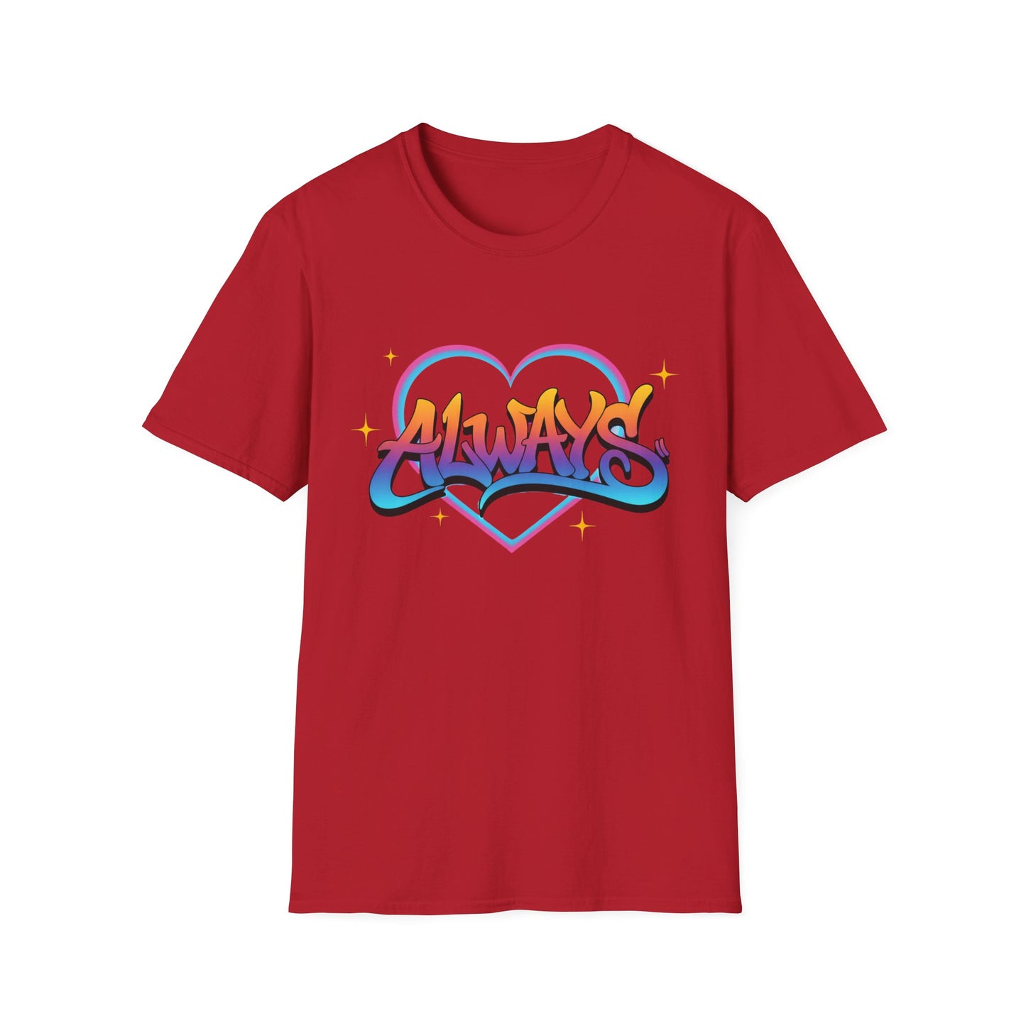 Always Love graffiti design T-Shirt | colorful script heart