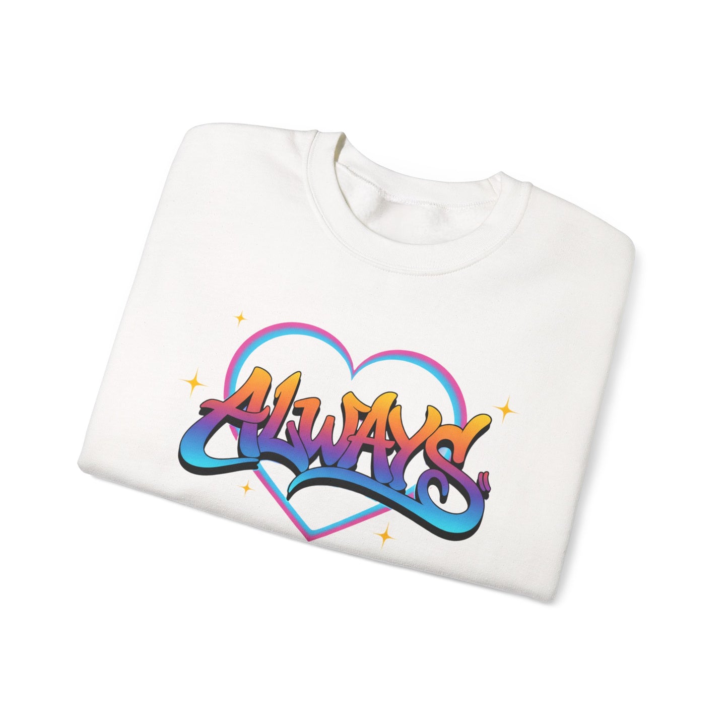 Always Love graffiti design Sweater | colorful script heart