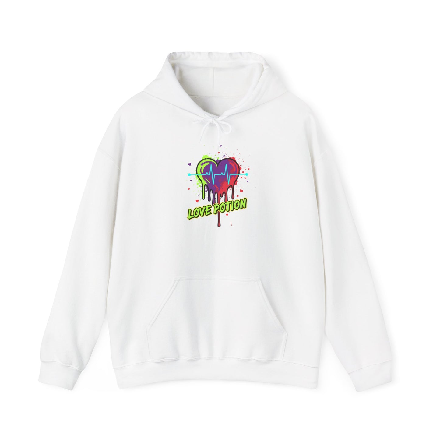 Neon Drip Heart Love Potion Hoodie | Vibrant EKG Graphic