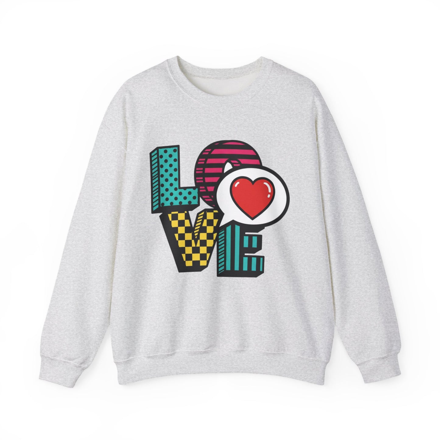 Pop Art LOVE Heart Sweater | Graphic Typography crewneck