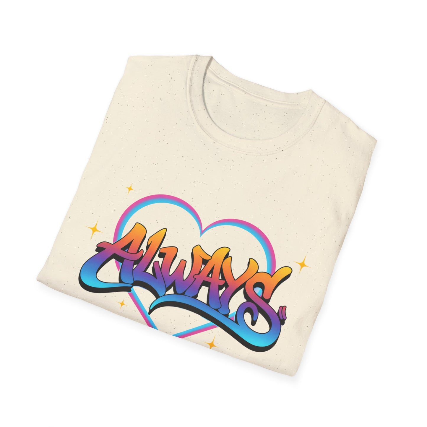 Always Love graffiti design T-Shirt | colorful script heart