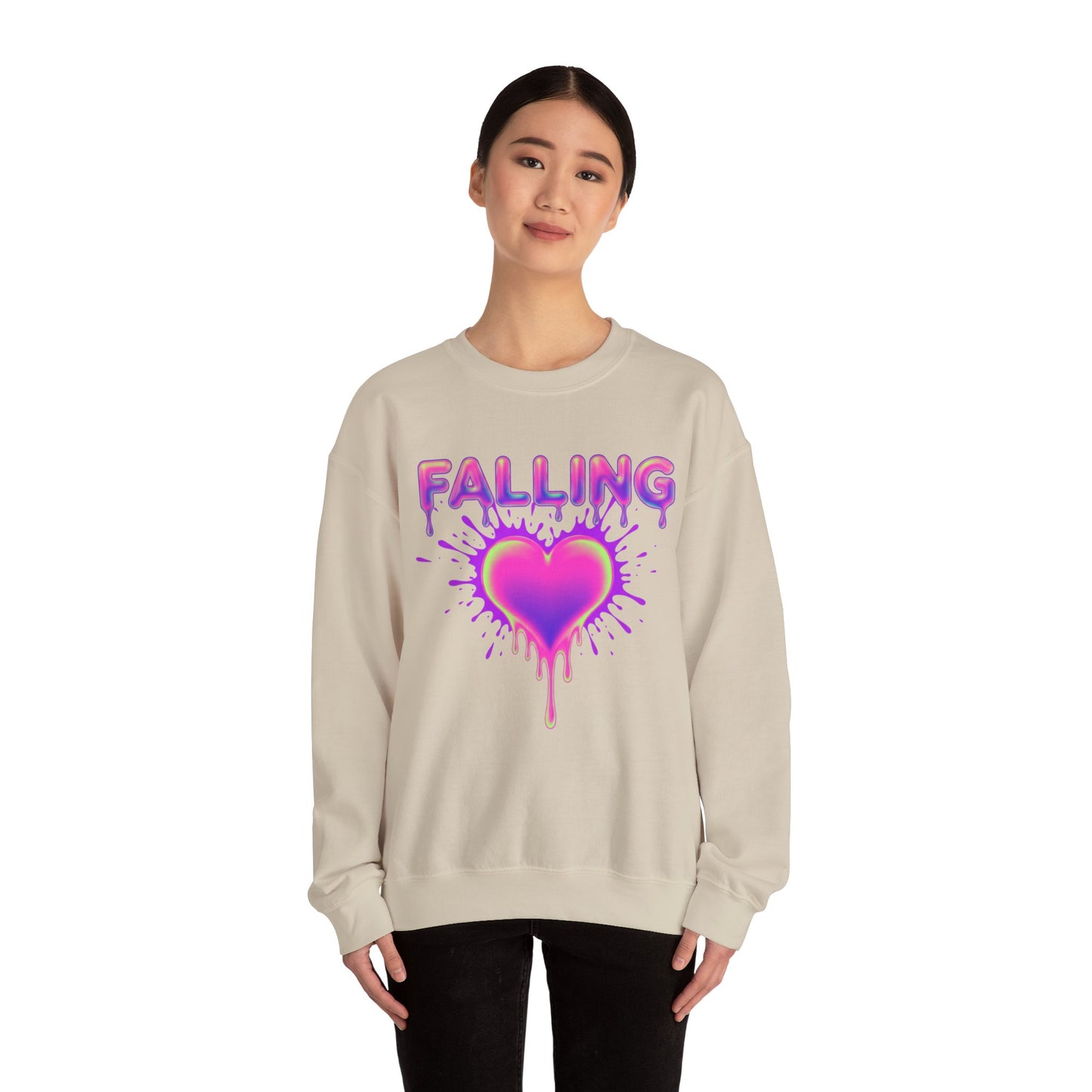 Falling Drip Heart Sweater | Neon Pink Purple Splash