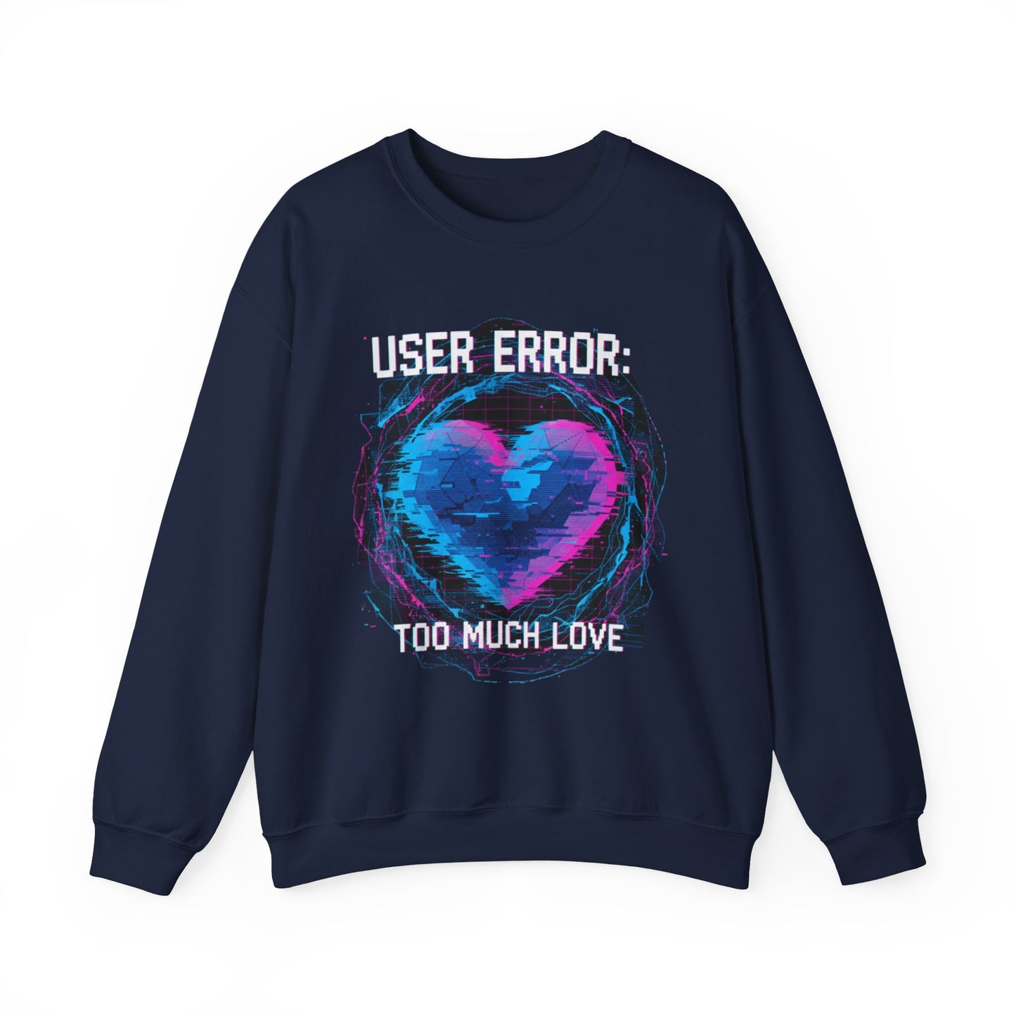 Glitch Heart Too Much Love Sweater | Vaporwave Retro Pixel Heart sweater