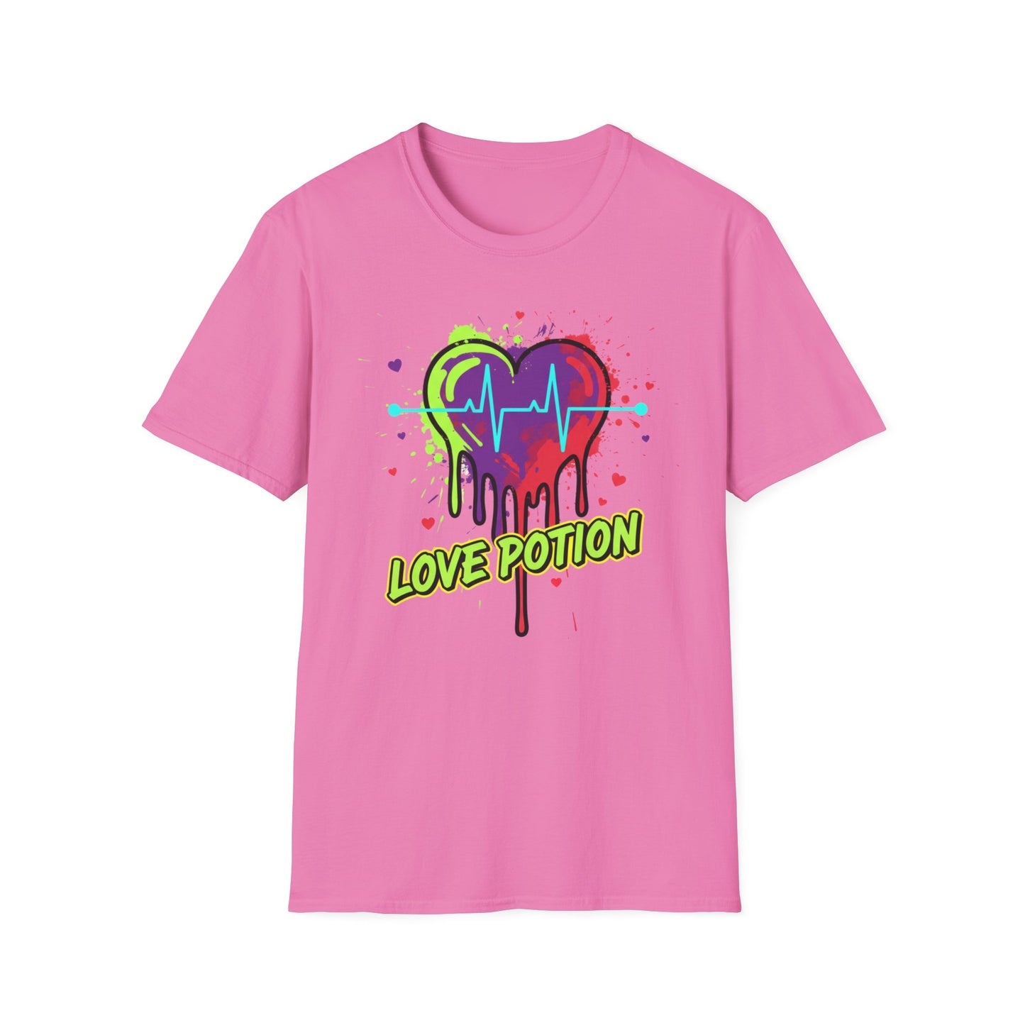 Neon Drip Heart Love Potion T-Shirt | Vibrant EKG Graphic
