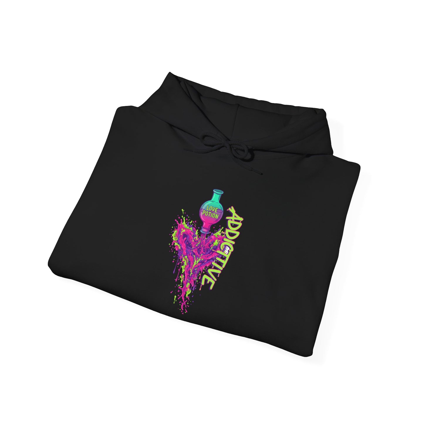 Love Potion Heart Splash Hoodie | Addictive Neon Potion Design