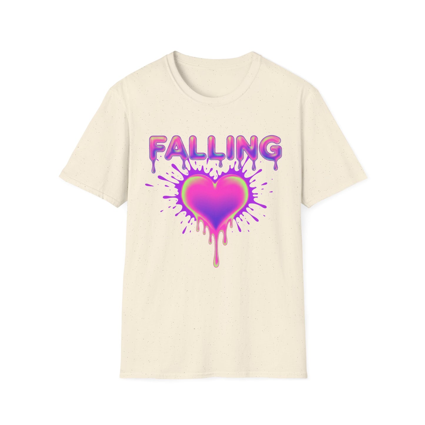 Falling Drip Heart T-Shirt | Neon Pink Purple Splash